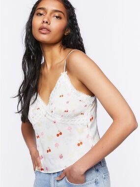 NWT Forever 21 white multi laced cami, size small